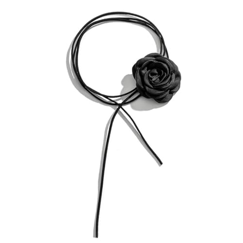 BZKSER 1pcs Collana Fiore- Elegante Collana Fiore Rosa Collana Girocollo con Fiore Gotico Collane con Fiori in Tessuto per Donne Ragazze...