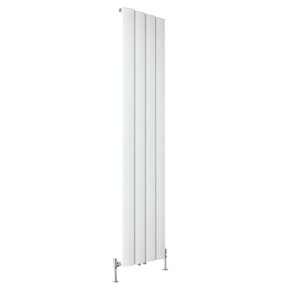 Milano White Aris Vertical Single Stepped Panel Aluminium Radiator - 1800Mm X 375Mm
