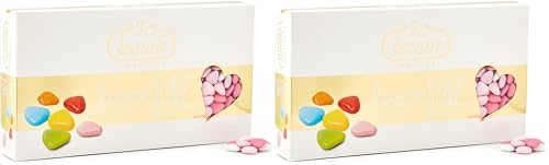 Buratti Confetti Dragées au Chocolat Avec des Mini Coeurs Ombres Roses 1 Kg (Lot de 2)