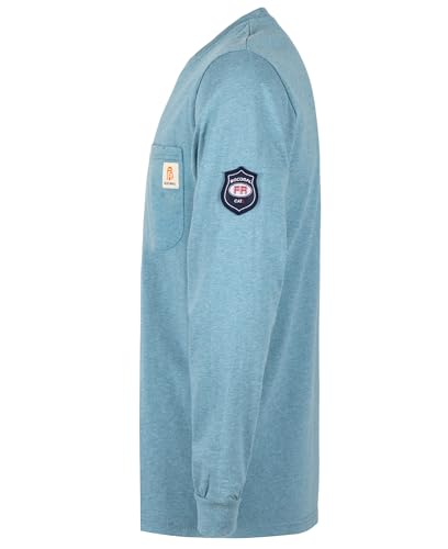 Image of BOCOMAL FR Shirts Flame Resistant Shirt 5.5oz 100% Cotton Light Weight CAT2 Fire Retardant Henley Shirts