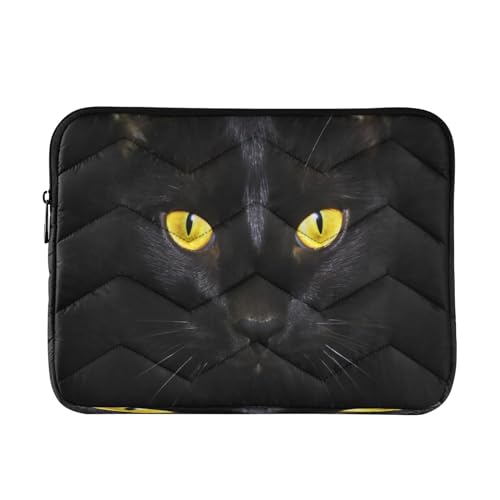 Funda para portátil de 13-14 pulgadas con diseño ojos de gato amarillos miniatura 1