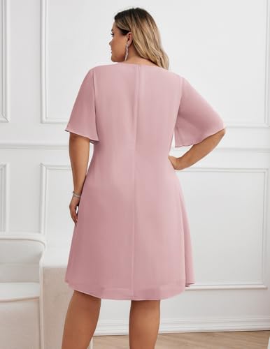 Image of Hanna Nikole Plus Size Dress for Curvy Women 2026 Wedding Guest Dress Sequined Crew Neck Cocktail Dress with High Low Hem
