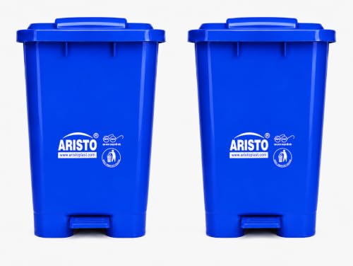 Image of ARISTO Plastic Step-On Pedal Garbage Waste Dustbins 45 Ltr (Blue,Blue) Combo