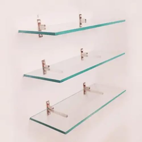 Image of windowera Multi Purpose Glass Shelf for Bathroom Bedroom Living Room Office and Kitchen Glass Wall Shelf (Number of Shelves - 3)