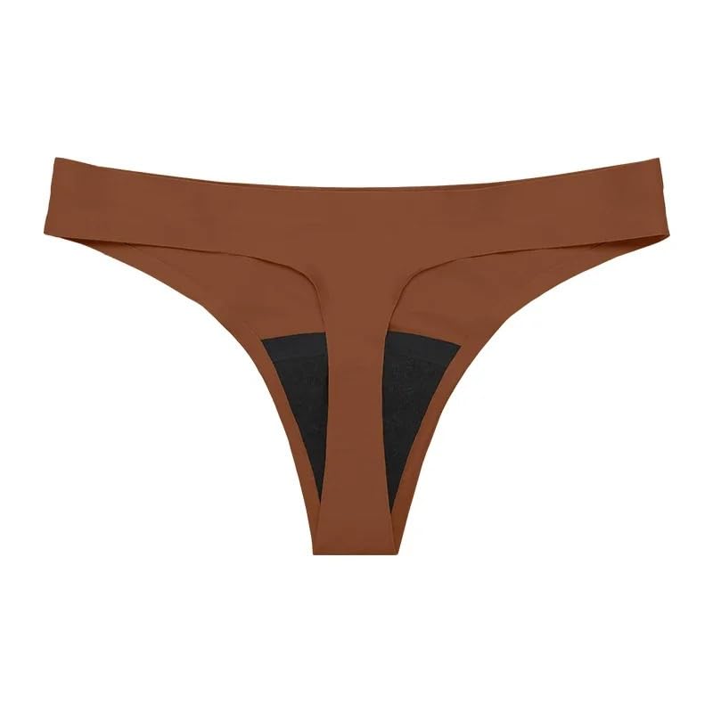 Bragas menstruales de 4 capas, lavables, de cintura baja, antifugas y sin costuras, for flujo ligero, for mujer(DarkBrown,1pc,XL)