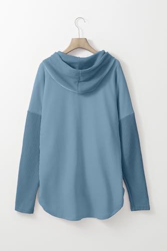 Image of SHEWIN Women Oversized Hooded Sweatshirt Loose Fit Casual Button Hoodies with Pocket 2026