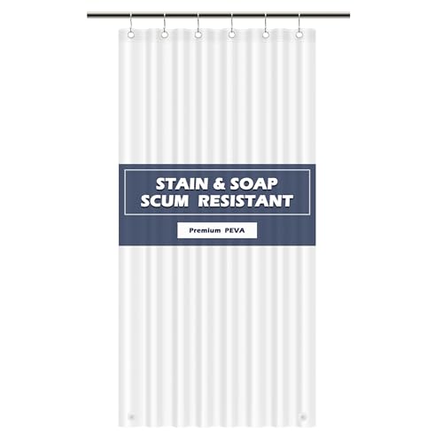 EHZNZIE White Shower Curtain Liner 36x72 PEVA Waterproof Bath Curtain No Chemical Smell 2 Weighted Magnets Durable with Rustproof Metal Grommets
