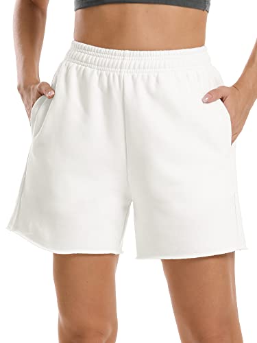 Stelle Women's Sweat Shorts Casual Drawstring Shorts Comfy Cotton High Waisted Workout Lounge Shorts with Pockets