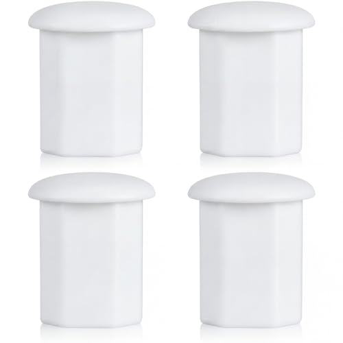 Sumind 4 Pcs Lacrosse Butt Caps Plastic Lacrosse Stick Butt End Cap Hockey Stick Supplies(White Polygon)