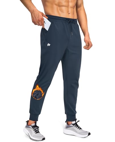 FOGFIRE Mens Fleece Lined Joggers with Zipper Pockets, Water Resistant Winter Sweatpants for Hiking,...