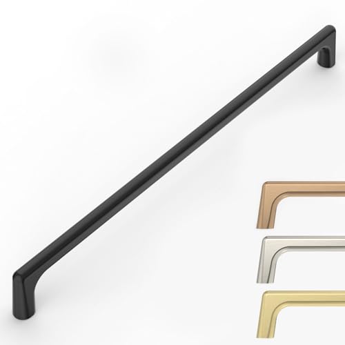 Image of 9BUILD 6 Pack Matte Black Cabinet Pulls 12.6 Inch Kitchen Cabinet Handles Cabinet Hardware Kitchen Handles for Cabinets Wardrobe Pulls Black Dresser Pulls Drawer Handle