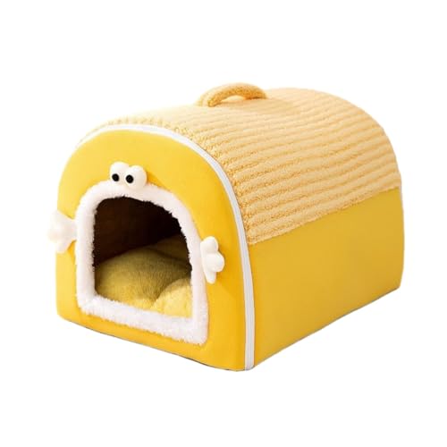 冬用猫ベッド ペットルーム ドーム型 暖かい ふわふわ カーテン付き クッション付き 厚手 長毛種 小型犬用ハウス 防寒 滑り止め 洗える (M,X)
