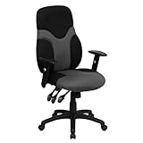 Flash Furniture Abbott High Back Ergonomic Black and Gray Mesh Swivel Task Office Chair with Adjustable Arms
