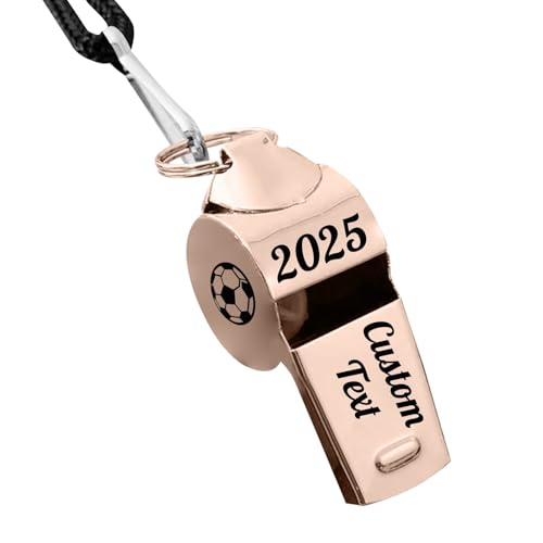 Silbato personalizado con logotipo de texto grabado, silbato con nombre personalizado con cordón para mujeres y hombres, silbatos deportivos de acero inoxidable para entrenador, referencia, profesor