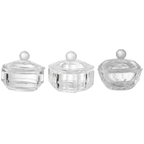 3 tazas de cristal para esmalte de uñas con tapa miniatura 1