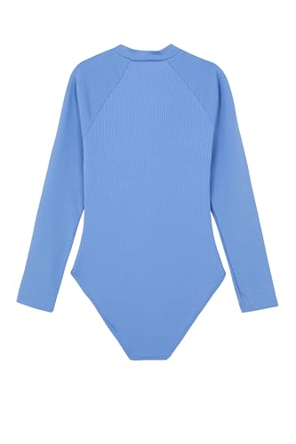 Gottex Kids Girls Summer Rib Textured Long Sleeve Zip Front One Piece Swimsuit Built-in 50+ UPF UV Protection Swimwear2