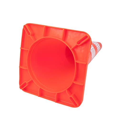 [ 10 Pack ] 28" Traffic Cones Plastic Road Cone PVC Safety Road Parking Cones Weighted Hazard Cones Construction Cones for Traffic Fluorescent Orange w/4" w/6" Reflective Strips Collar