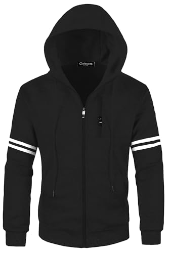 Chrisuno Men's Soft Fleece Fashion Hooded Sweatshirt Zip Up Sports Sweater Hoodie Jacket3