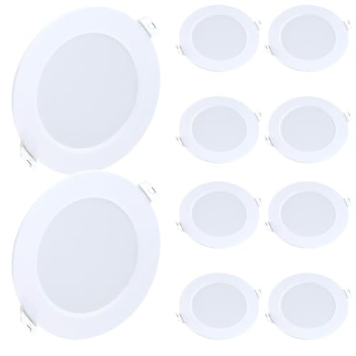 Arum Spot LED Encastrable 6W, Blanc Naturel 4000K, 600 Lumens, Extra-Plat 120mm, Lot de 10