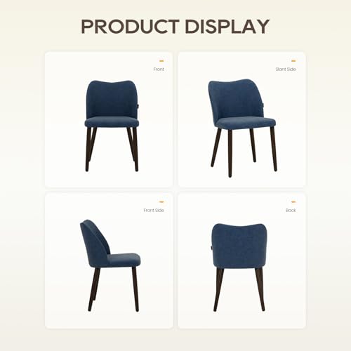Image of Wooden Dining Chairs Set of 4, Upholstered Kitchen Dining Room Chair, Modern Farmhouse Dinner Chair for Restaurant & Cafe, Blue