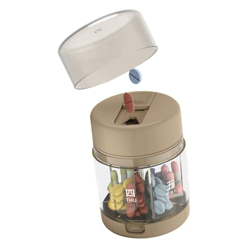 Pastillero Portátil,Organizador Diario de Pastillas - Recipiente de 7 Compartimentos con Cortador para Suplementos y Vitaminas, Almacenamiento de Medicación para Bolso, Camping, Familia y