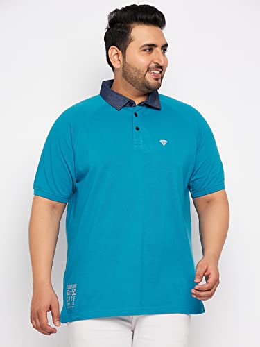 Image of Club York Men Cotton Blend Half Sleeve Polo Neck Solid Plus Size T-Shirts