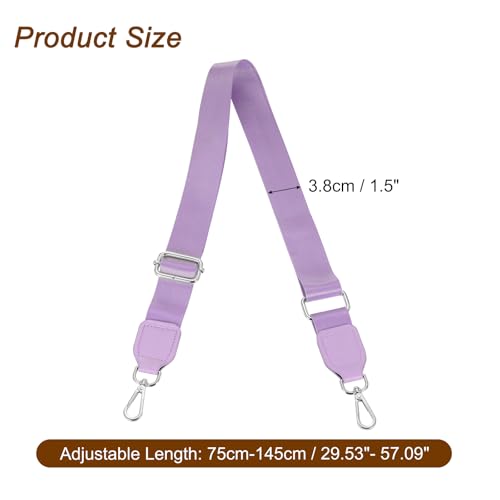 Image of uxcell Wide Shoulder Strap, 3.8cm Adjustable Purse Strap Replacement Crossbody Strap for Shoulder Bag Handbag, Light Purple, Silver Square Mouth Buckle