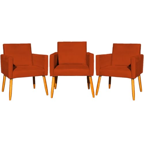 Kit 3 Poltronas Decorativas Para Sala Nina Cadeiras Reforçadas Pa...