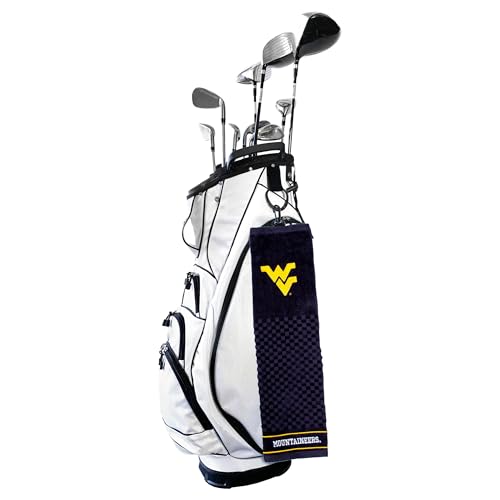 Image of Team Golf NCAA West Virginia Mountaineers Embroidered Golf Towel Embroidered Golf Towel, Checkered Scrubber Design, Embroidered Logo