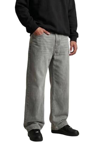 Image of Plaid&Plain Men's Baggy Jeans Wide Leg Heavyweight 100% Cotton Loose Fit