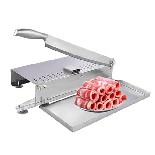 YMXEURSC Máquina rebanadora,cortadora de Carne Manual,Cortador de Carne de Acero Inoxidable para cocinar en casa de Olla Caliente(38CM)