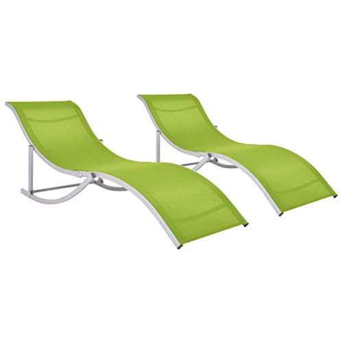 yorten Folding Sun Loungers 2 pcs Green Textilene