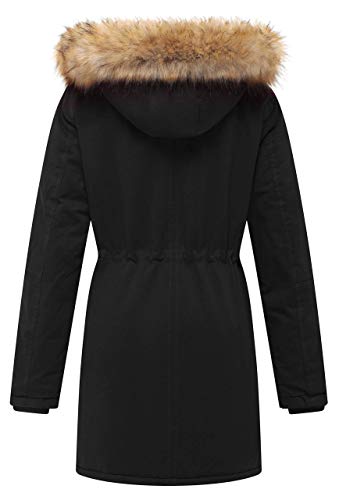 WenVen Women's Winter Thicken Fleece Jacket Fur Hooded Military Parka Coat2