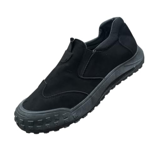 Mens Non Slip Work Shoes Waterproof Slip-On Kitchen Chef Leather Loafers Steel Toe Shoes Dress Sneakers