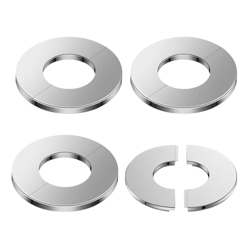 Sanitary Cover Plates, Toilet Flange Cover, Pack of 4 Shower Fitting Cover Plates, Rosette Plate, Shower Rosette Plate, Sanitary Cover Plate for Corner Valve Holes, Water Pipes