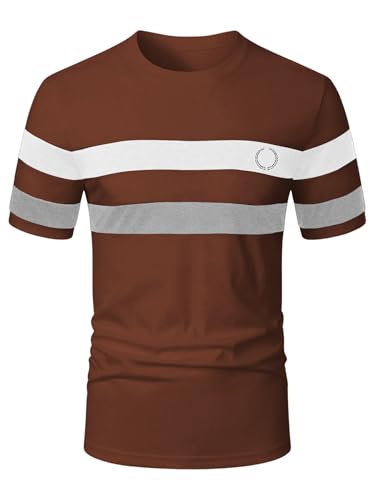 Image of RoseSeek Men's Color Block Short Sleeve Tee Shirts Casual Crewneck T Shirt Trendy Summer Tops
