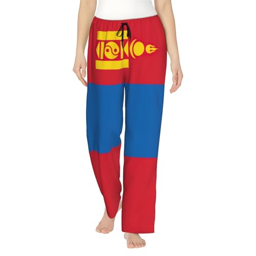 Pantalon de pyjama drapeau mongol en polyester doux pour femme