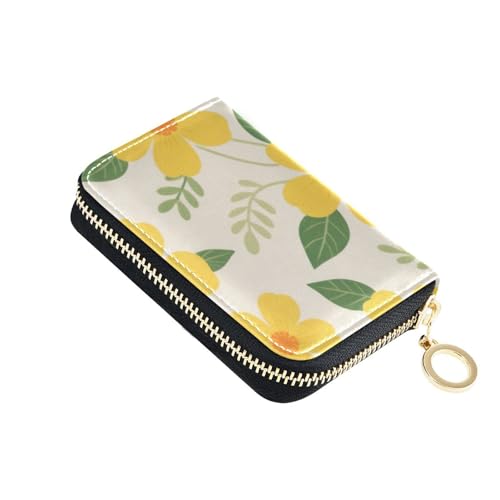 Yellow Blossoms leather credit card wallet for men With 9 cards slot RFID Blocking credit card book with zipper