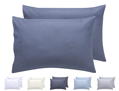 Todocama – Juego de 2 Fundas de Almohada, Microfibra Extra Suave, hipoalergénicas. Juego de 2-50x70 cm Azul grisáceo