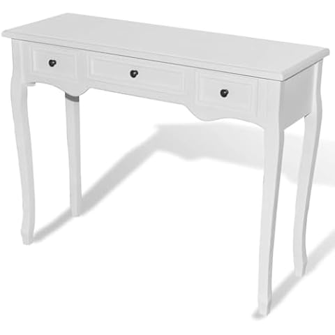vidaXL Compact White Console Table with Drawers Cover