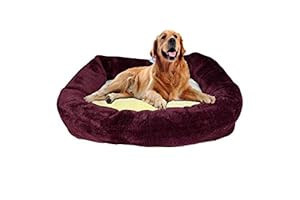 Poofy Dog & Cat Bed Medium Size Dual Color Cream Brown Recteangle Shape Mink Fabric Ultrasoft Micro Fiber Filling for Extra Comfort Machine Washable Pet Bed for Dogs and Cats
