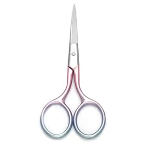 Multicolor Professional Grooming Scissors for Personal Care Facial Hair Removal and Ear Nose Eyebrow Trimming Stainless Steel Fine Straight Tip Scissors 3.9 Inch (Pink)
