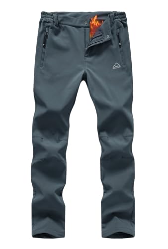 YSENTO Women's Hiking Pants Fleece Lined Winter Snow Ski Insulated Utility Work Grey XL
