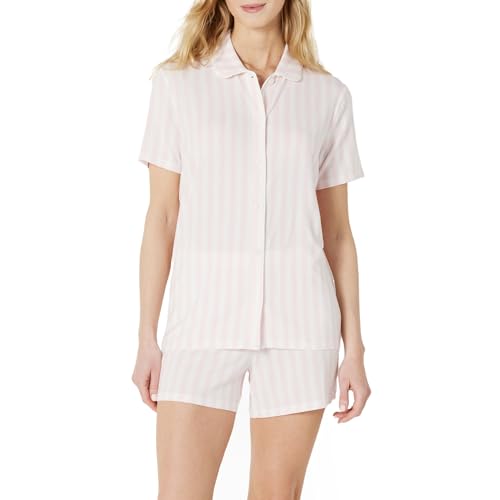 Amazon Essentials Women's Women's Modal Pajama Set, Pale Pink Bold Stripe, X-Large