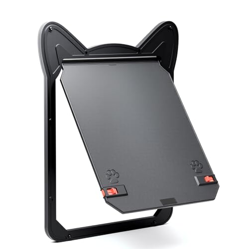 Pet Screen Door for Small Dogs & Cats - Heavy Duty Magnetic Lockable Flap Inside Door 8.59x6.62inch Easy Install for Sliding Glass/Patio Doors Screen Scratch-Resistant & Security Latch (Size M)