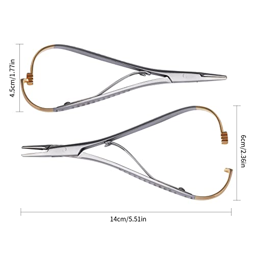 ANNWAH Dental Orthodontic Mathieu Pliers - Ligature Orthodontic Tool Stainless Steel Needle Holder Dental Pliers for Braces Elastic Ligatures Locking Elastic Placing Plier 14cm (5.5")