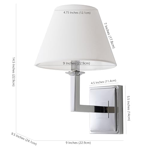 Image of SAFAVIEH Lighting Collection Pauline Modern Contemporary Chrome Bedroom Bathroom Vanity Hallway Foyer Living Room Wall Sconce Set of 2 (LED Bulbs Included)