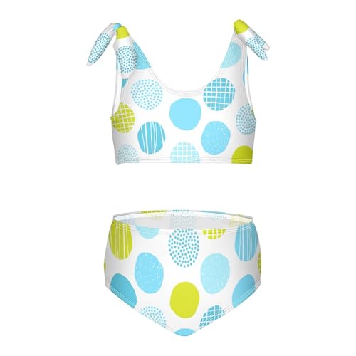 Girls Polka Dot Background Swimsuit Two Pieces Bikini Set Bathing Suits Swimwear Crop Top Swimsuit Set