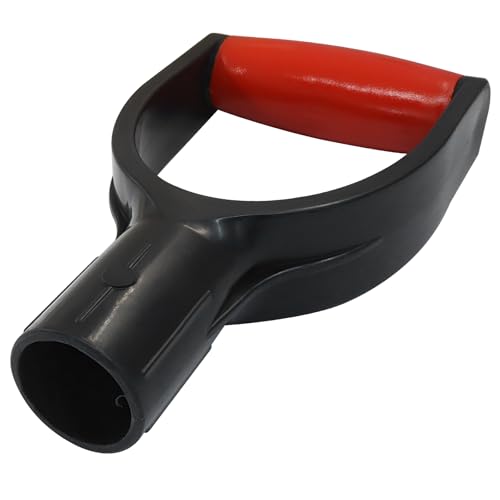PHITUODA D Grip Snow Shovel Handle, 32mm Inner Diameter Plastic Handle Snow Scoop Garden Accessory, Ergonomic Tool for Digging/Raking(Red, 1 Pack)
