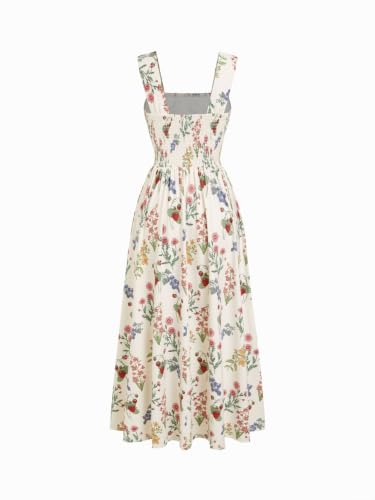 Image of CIDER Womens Floral Smocked Dresses Square Neck Long Midi Sundress | A Line, Sleeveless, Summer Outfits